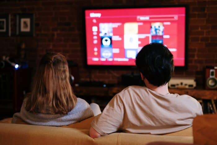 Watching TV Stock Photo